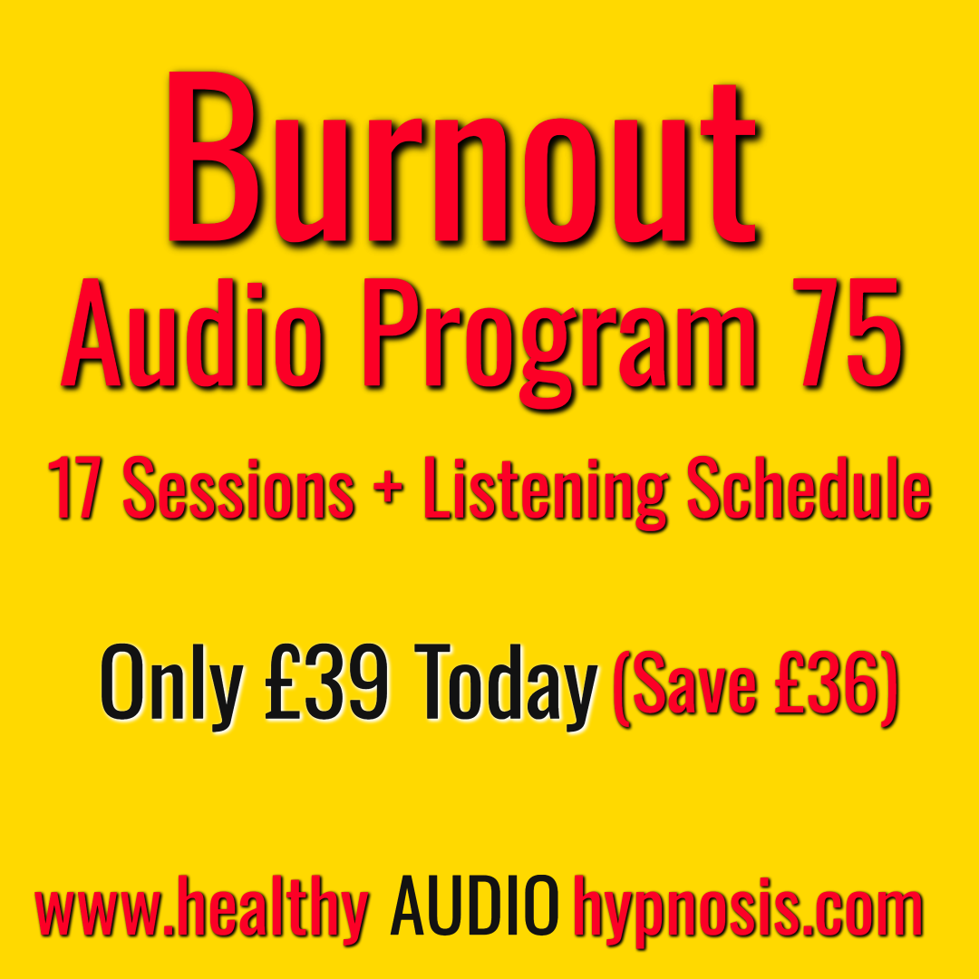 Burnout Audio Program 75 with 17 sessions and listening schedule for burnout recovery, priced at £39.