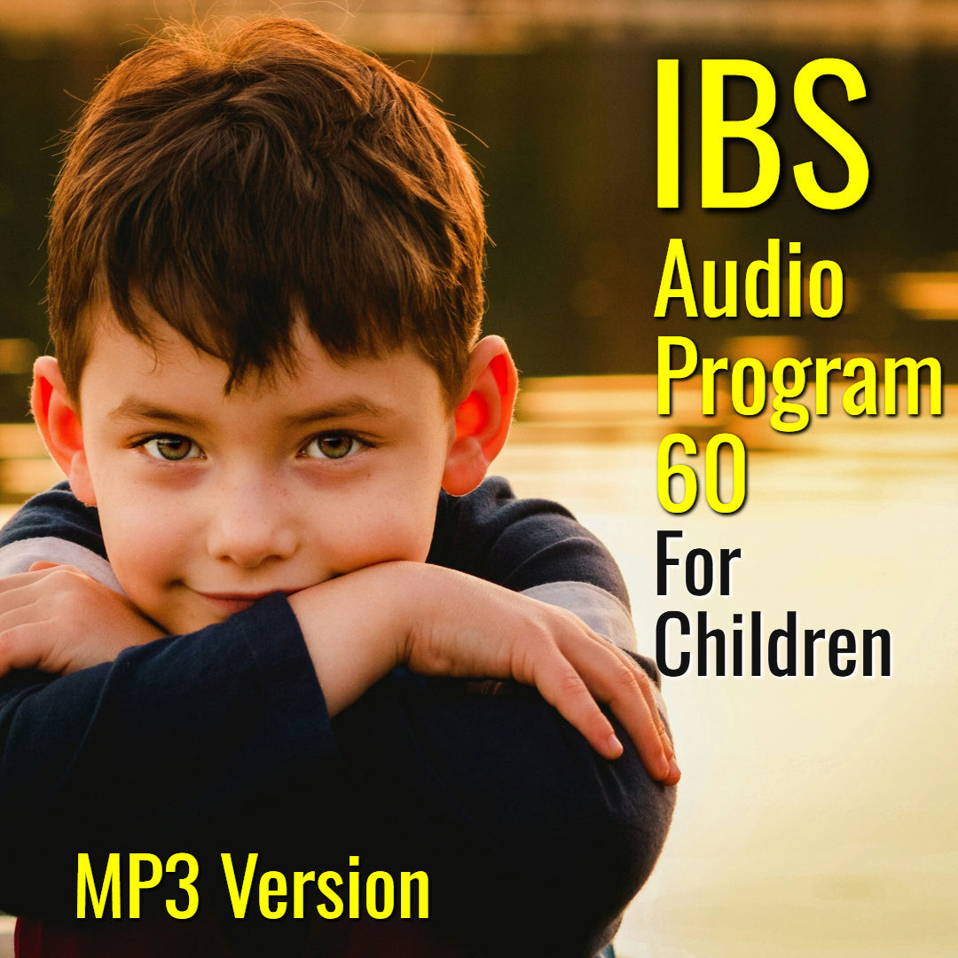 IBS in Children MP3 version cover showing young boy outdoors.