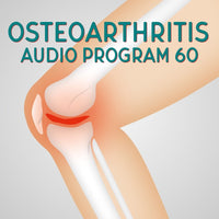 A drawing of a knee depicting inflammation in red showing the benefits of the Osteoarthritis audio program