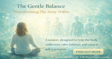 Load image into Gallery viewer, Gentle Balance guided hypnosis image with soothing teal and golden light for inner harmony and calm transformation