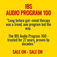 Load image into Gallery viewer, IBS Audio Program 100 hypnotherapy MP3 download for irritable bowel syndrome relief and mind-body therapy, trusted for 27 years.